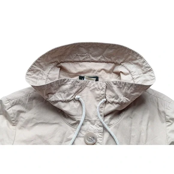 J.Crew Womens Tan Cotton Field Jacket Drawstring Funnel Neck Size 2Preppy Costal - Picture 3 of 8